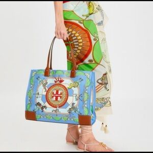 Tory Burch Blue and Brown Tote Bag